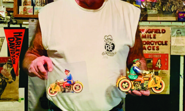 Vintage motorcycle memorabilia collector